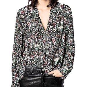 ZADIG & VOLTAIRE Tink Kaleido Women Floral Blouse Long Sleeve Top  XS